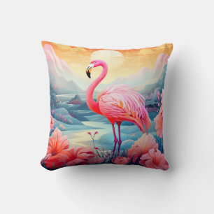 Tropische Flamingo met Bloemen Kussen
