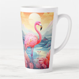 Tropische Flamingo met Bloemen Latte Mok