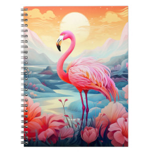 Tropische Flamingo met Bloemen Notitieboek