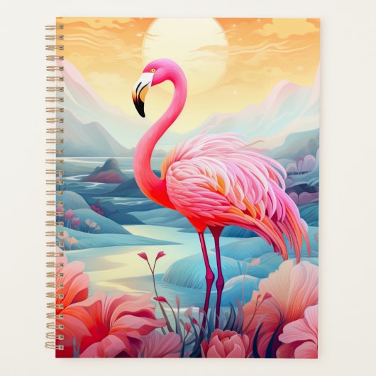 Tropische Flamingo met Bloemen Planner (Voorkant)