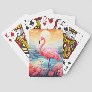 Tropische Flamingo met Bloemen Pokerkaarten