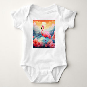 Tropische Flamingo met Bloemen Romper