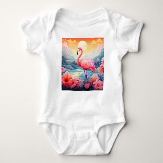 Tropische Flamingo met Bloemen Romper (Voorkant)