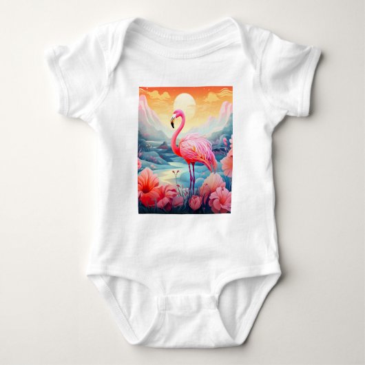 Tropische Flamingo met Bloemen Romper (Voorkant)