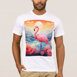 Tropische Flamingo met Bloemen T-shirt