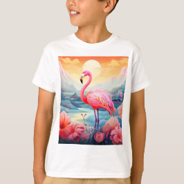 Tropische Flamingo met Bloemen T-shirt