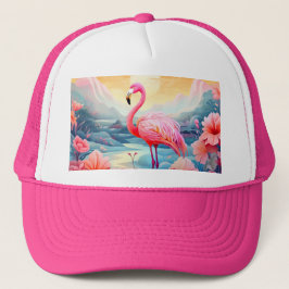 Tropische Flamingo met Bloemen Trucker Pet