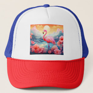 Tropische Flamingo met Bloemen Trucker Pet
