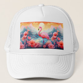 Tropische Flamingo met Bloemen Trucker Pet