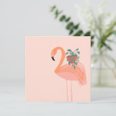 Tropische Flamingo met Kamerplant Handgetekend (Staand voorkant)