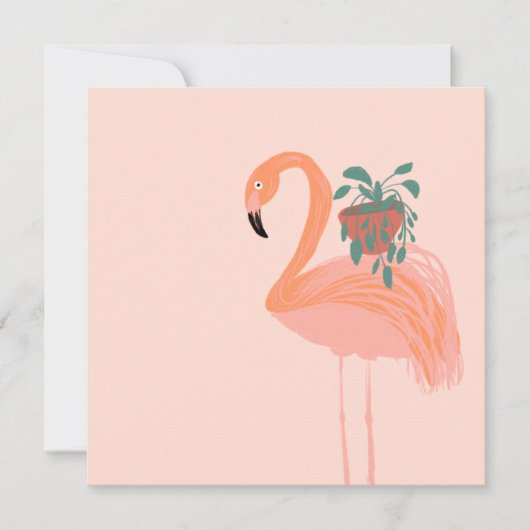 Tropische Flamingo met Kamerplant Handgetekend (Voorkant)