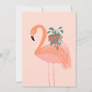 Tropische Flamingo met kamerplant Handgetekend    Kaart