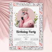 Tropische flamingo met kroon verjaardagsfeest kaart