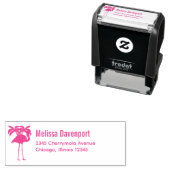 Tropische flamingo met palmbomen  zelfinktende stempel (In situ)