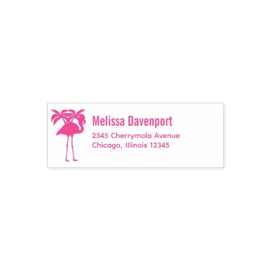 Tropische flamingo met palmbomen  zelfinktende stempel (Design)