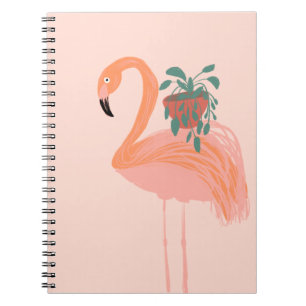 Tropische Flamingo met Pothos Kamerplant Hand Gete Notitieboek