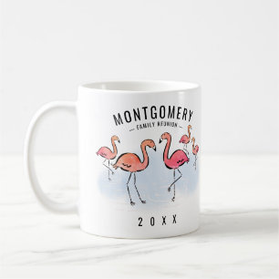 Tropische Flamingo Monogram Naam Familie Reunion Koffiemok