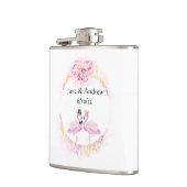 Tropische Flamingo Monogrammed Vinyl Wrapped Flask Heupfles (Links)