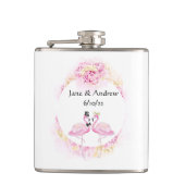 Tropische Flamingo Monogrammed Vinyl Wrapped Flask Heupfles (Voorkant)