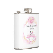 Tropische Flamingo Monogrammed Vinyl Wrapped Flask Heupfles (Rechts)