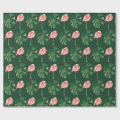 Tropische Flamingo & Monstera Leaf Greenery Gift Cadeaupapier (Vlak)