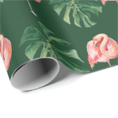 Tropische Flamingo & Monstera Leaf Greenery Gift Cadeaupapier (Rol Hoek)