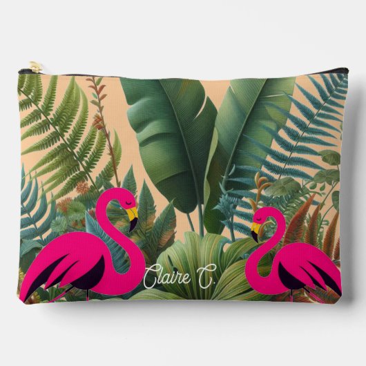 Tropische Flamingo Moody Groene Accessoiretas Etui (Voorkant)