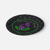 Tropische Flamingo Neon Party Glow Papieren Bordje (Gekanteld)