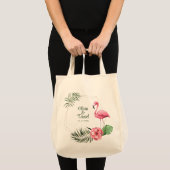Tropische Flamingo Paar Namen Bruiloft Tote Bag (Voorkant (product))