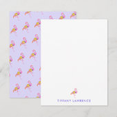 Tropische Flamingo Paarse Gepersonaliseerd Notitiekaartje (Voorkant / Achterkant)