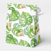 Tropische Flamingo Palm Leaves Pink Green DANK U Bedankdoosjes (Achterkant)