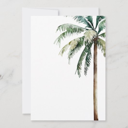 tropische flamingo palmen bruids douche uitnodigin kaart (Achterkant)