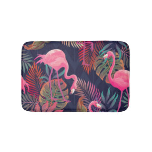 Tropische flamingo: palmpatroon. badmat