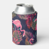 Tropische flamingo: palmpatroon. blikjeskoeler (Blikje Voorkant)
