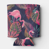 Tropische flamingo: palmpatroon. blikjeskoeler (Achterkant)