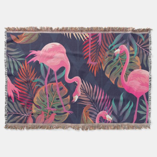Tropische flamingo: palmpatroon. deken (Voorkant)