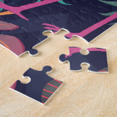 Tropische flamingo: palmpatroon. legpuzzel (Zijkant)