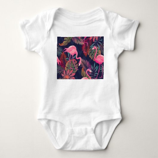 Tropische flamingo: palmpatroon. romper (Voorkant)