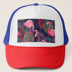 Tropische flamingo: palmpatroon. trucker pet