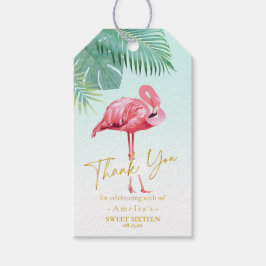 Tropische Flamingo Palms Sweet 16 Dank u ID922 Cadeaulabel