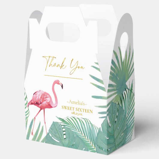 Tropische Flamingo Palms Sweet 16 ID922 Bedankdoosjes (Geopend)