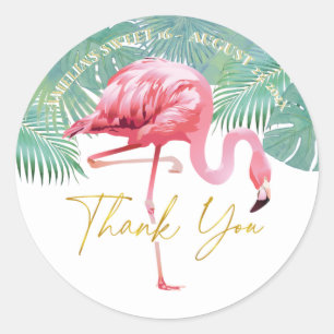 Tropische Flamingo Palms Sweet 16 ID922 Ronde Sticker