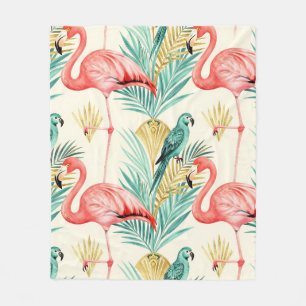 Tropische Flamingo Papegaai Jungle Fleece Deken