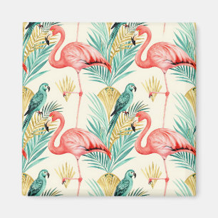 Tropische Flamingo Papegaai Jungle Magneet
