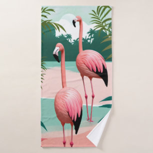 Tropische Flamingo Paradise Bad Handdoek