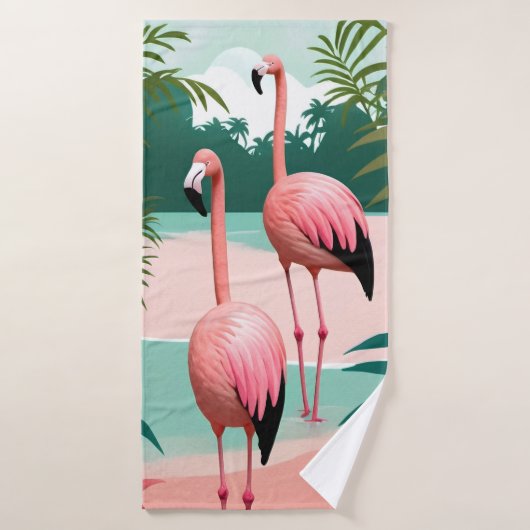 Tropische Flamingo Paradise Bad Handdoek (Badhanddoek)