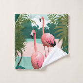 Tropische Flamingo Paradise Bad Handdoek (Wasdoekje)