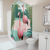 Tropische Flamingo Paradise Douchegordijn (In situ)