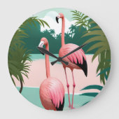 Tropische Flamingo Paradise Grote Klok (Voorkant)