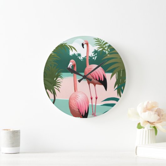 Tropische Flamingo Paradise Grote Klok (Huis)